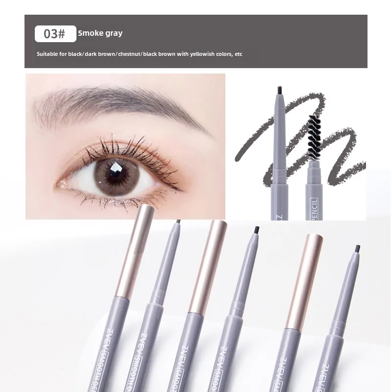 両頭アイブロウペンシル、絶妙なアイメイクの学生向けの長持ちでにじみにくい細頭アイブロウペンシル