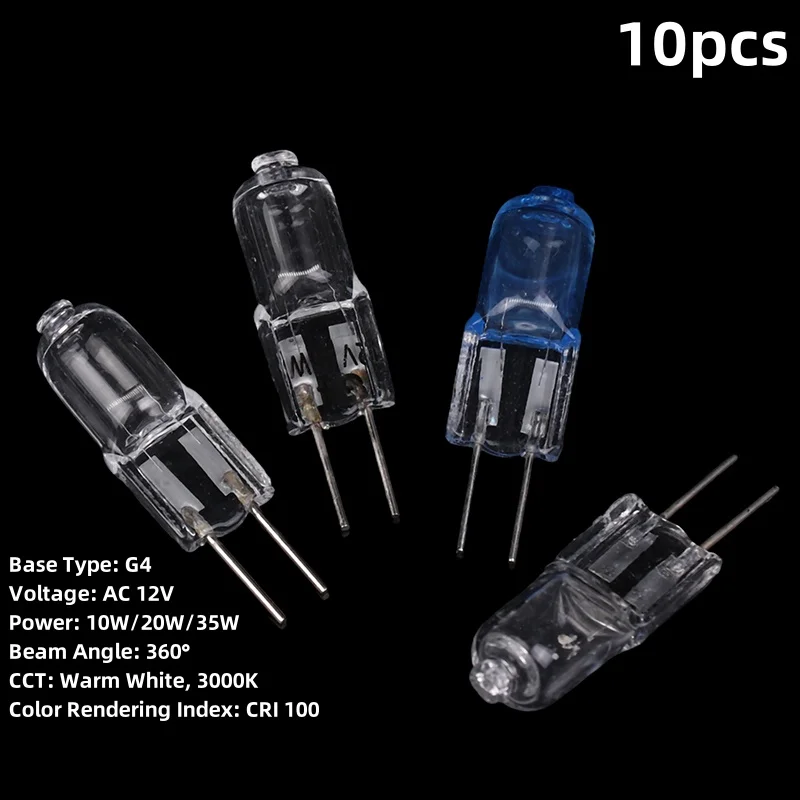 10Pcs G4 Halogen Bulb 10V 20W 35W 12V G4 Halogen Bulbs Light JC Bi-Pin LED Lamp Warm White Replace LED Lamp