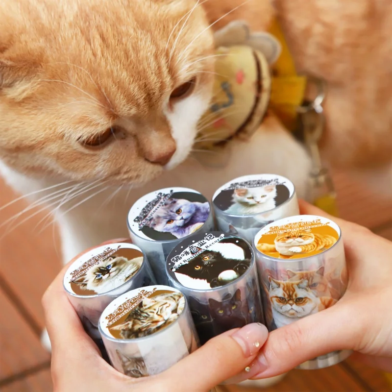 Mr. Paper 6 Style 200CM/ Roll Lovely Cat Tape Waterproof PET Handbook Material Sticker DIY Laptop Drinking Glasses