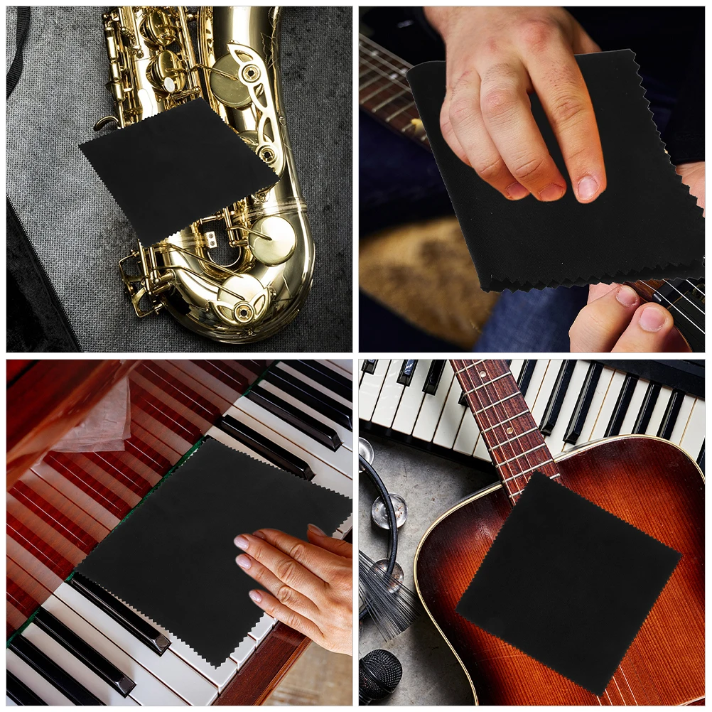 

6pcs Instrument Cleaning Cloth Musical Polishing Rag Reusable Guitar Flute Piano Drum Cleaner Dual-Sided Soft Durable For Violin