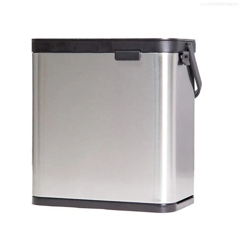 

Kitchen Hanging Trash Can with Lid Cabinet Door Wall Stainless Steel Garbage Bin F0T4