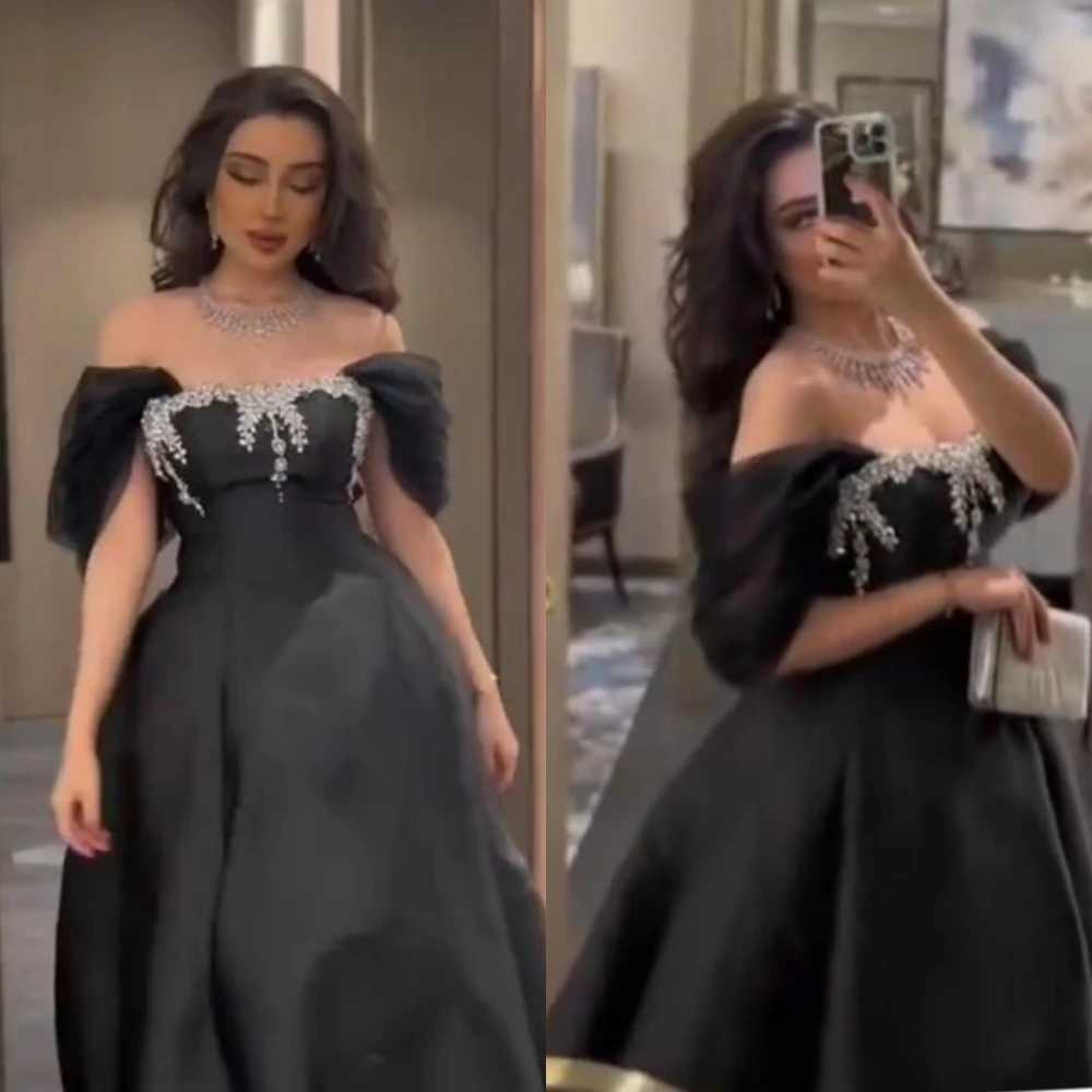Customized Ball High Quality Elegant Off-the-shoulder Gown Party Dresses Paillette / Sequins Tulle Floor Length S Evening