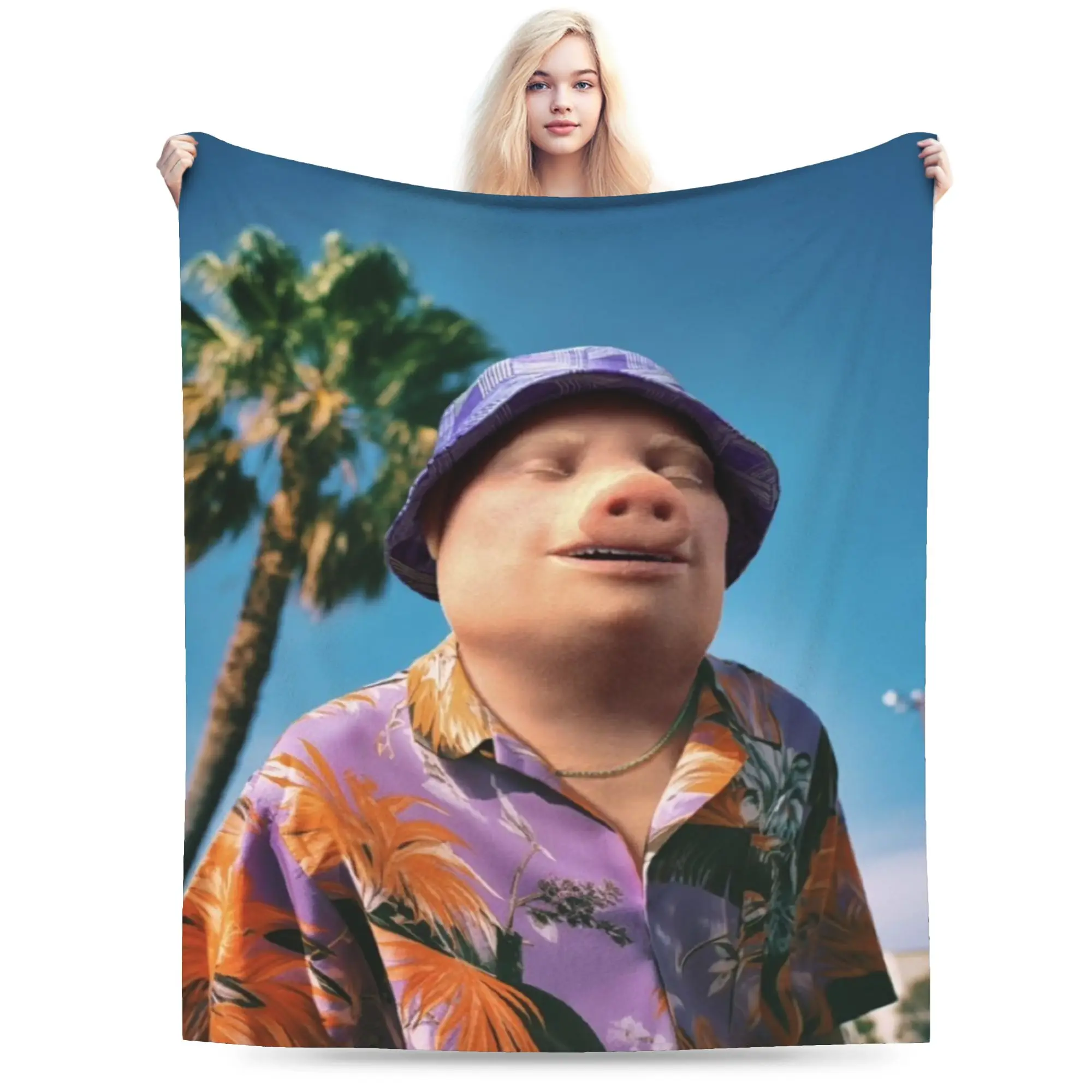 Comfortable John Pork is calling Blanket Accessories Sofa Decorative  Throw Blankets Warm Coral Fleece Plush for Couch