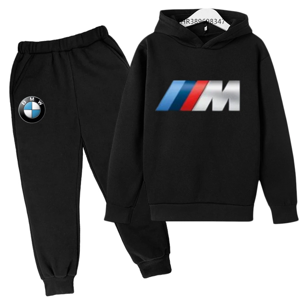 Auto logo maglione per bambini vestito età 3-12 felpe con cappuccio da ragazzo da ragazza abbigliamento + pantaloni felpa Casual autunno inverno