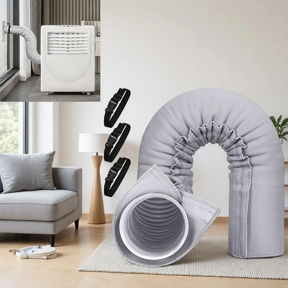 Heat Insulating Portable AC Duct Sleeve, Adjustable Strap Design Exhaust Pipe Protective Cover Air Conditioner Accessories view 4