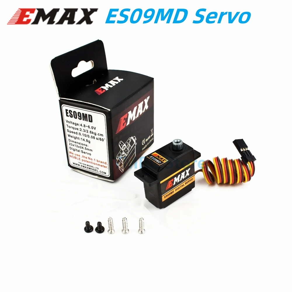 

4 шт. EMAX ES09MD 2.5kg.com 0,10 сек/60 ° (двойной подшипник), Специальный Swash Metal Gear, цифровой мини-сервопривод для вертолетов 450