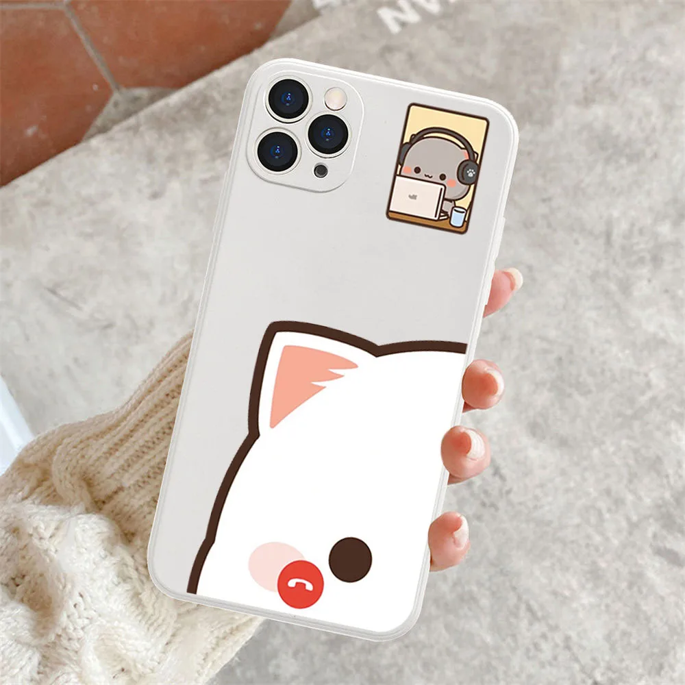 Cartoon Animal Cat coppia custodia per telefono accoppiata per IPhone 15 14 13 12 11 Pro Max Mini XS X XR SE2 7 8Plus Lovers Cover Matte Fundas