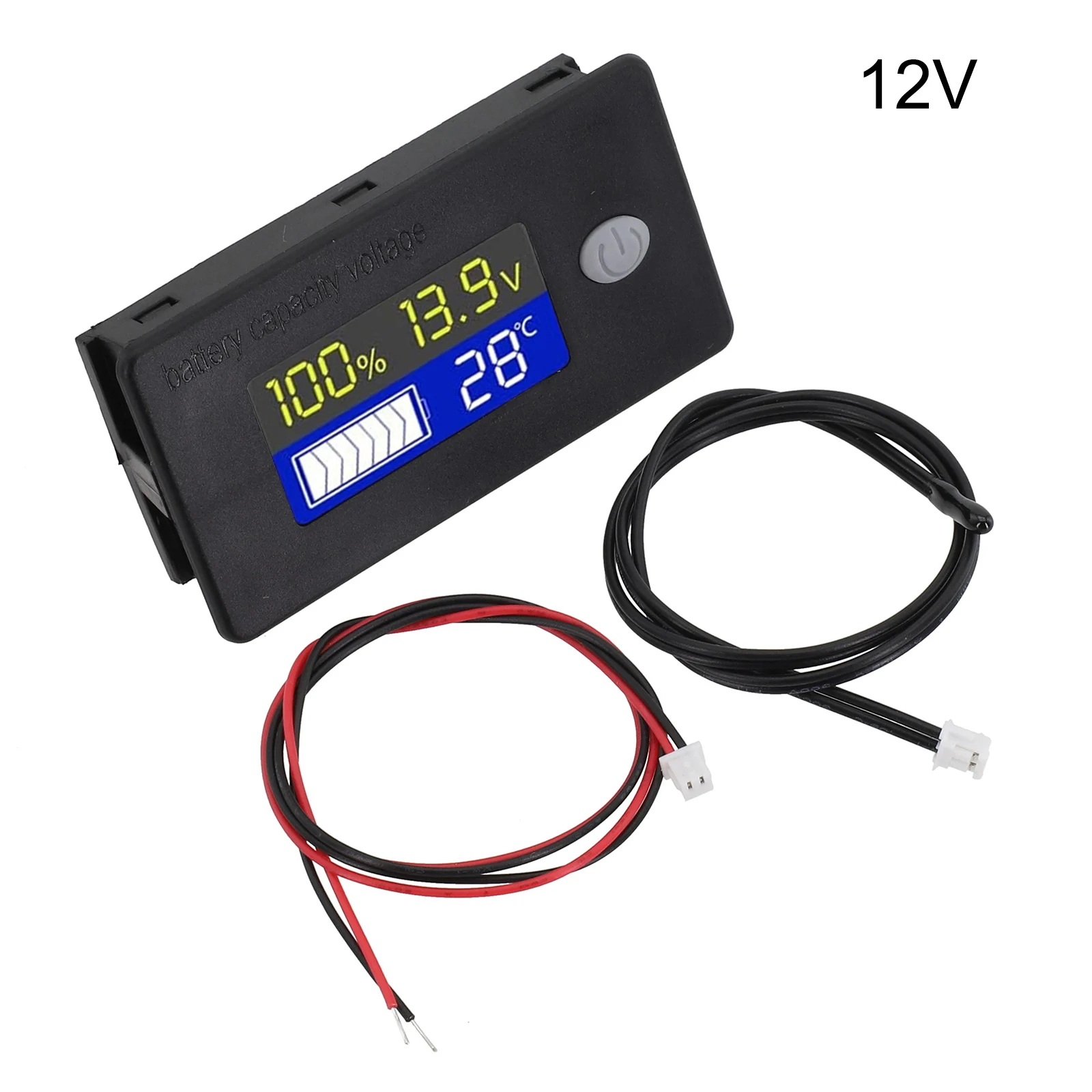 Ithium-ion Battery Capacity Voltage Meter Alarm And External Temperature Sensor Battery Level Meter Multi-functional Monitoring