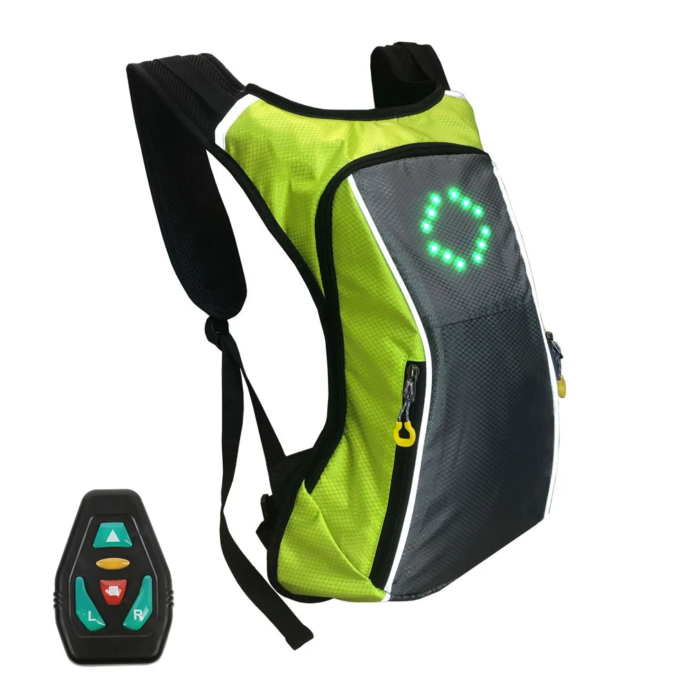 Remote Control Lightweight LED Signal Light Backpack Warning Light Cycling Bag Reflective Turn Signal Outdoor Sport Safety Bag