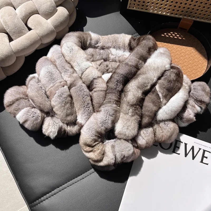 

Fashion genuine rex rabbit fur shawl Girls warm neck-protecting scarf Women winter stylish double-sided thickened fur scarf cape