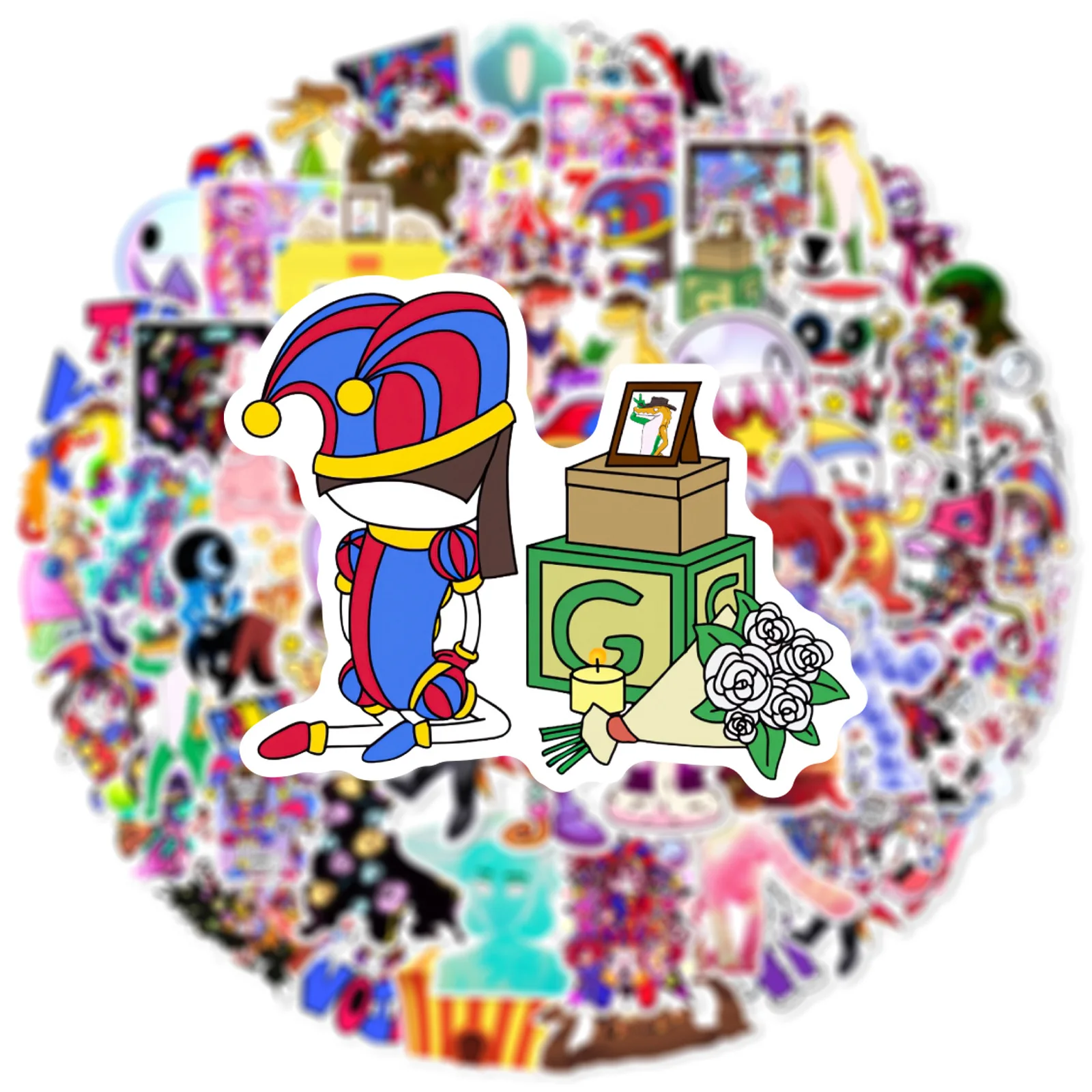 60 قطعة من ملصقات جرافيتي السيرك السحرية لتزيين حفلات أعياد الميلاد وملصقات لوح التزلج للأمتعة