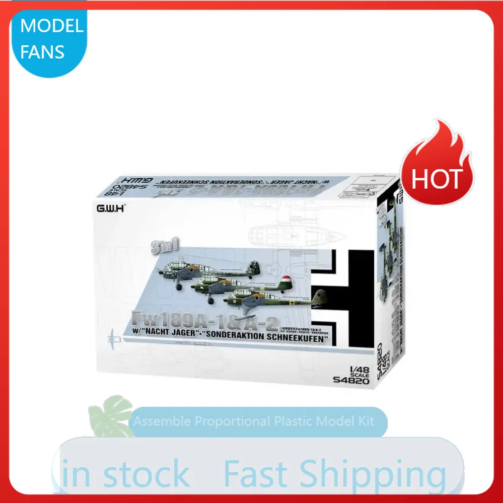 S4820 G.W.H Assemble Kit Scale 1:48 Focke -Wulf Fw189A-1&A-2 W/Nacht Jager Sonderaktion Schneekufen Attack Aircraft Model