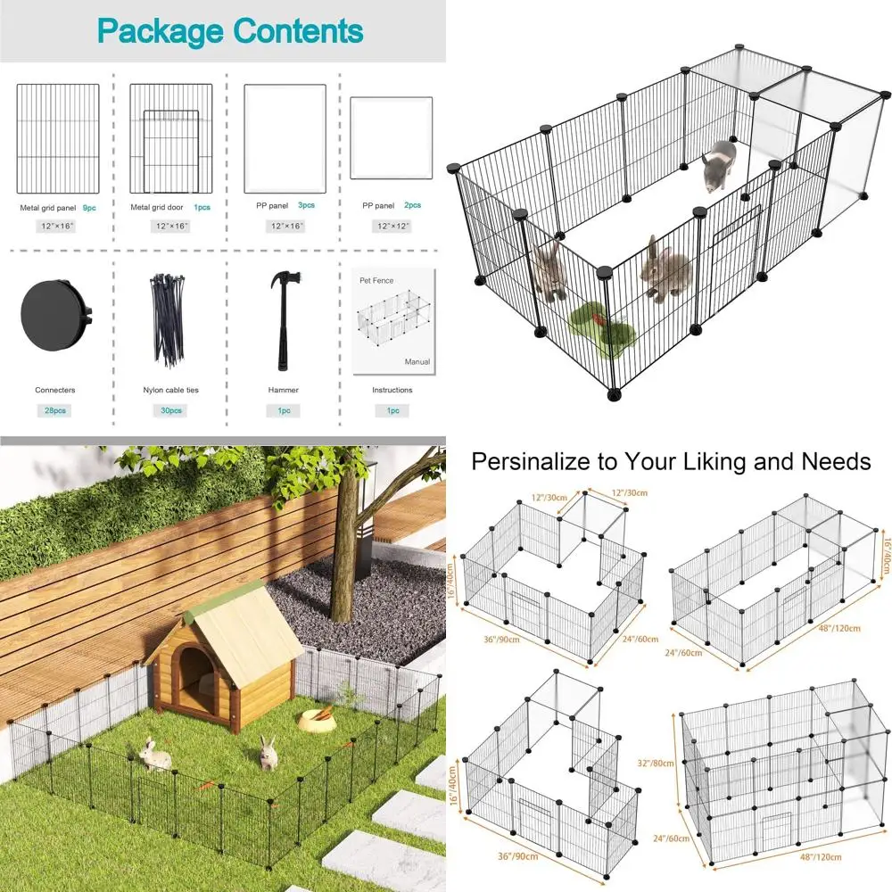 

Portable DIY Pet Enclosure for Small Animals - Suitable for Indoor and Outdoor Use, Ideal for Puppies, Kittens, Bunnies, and Tur