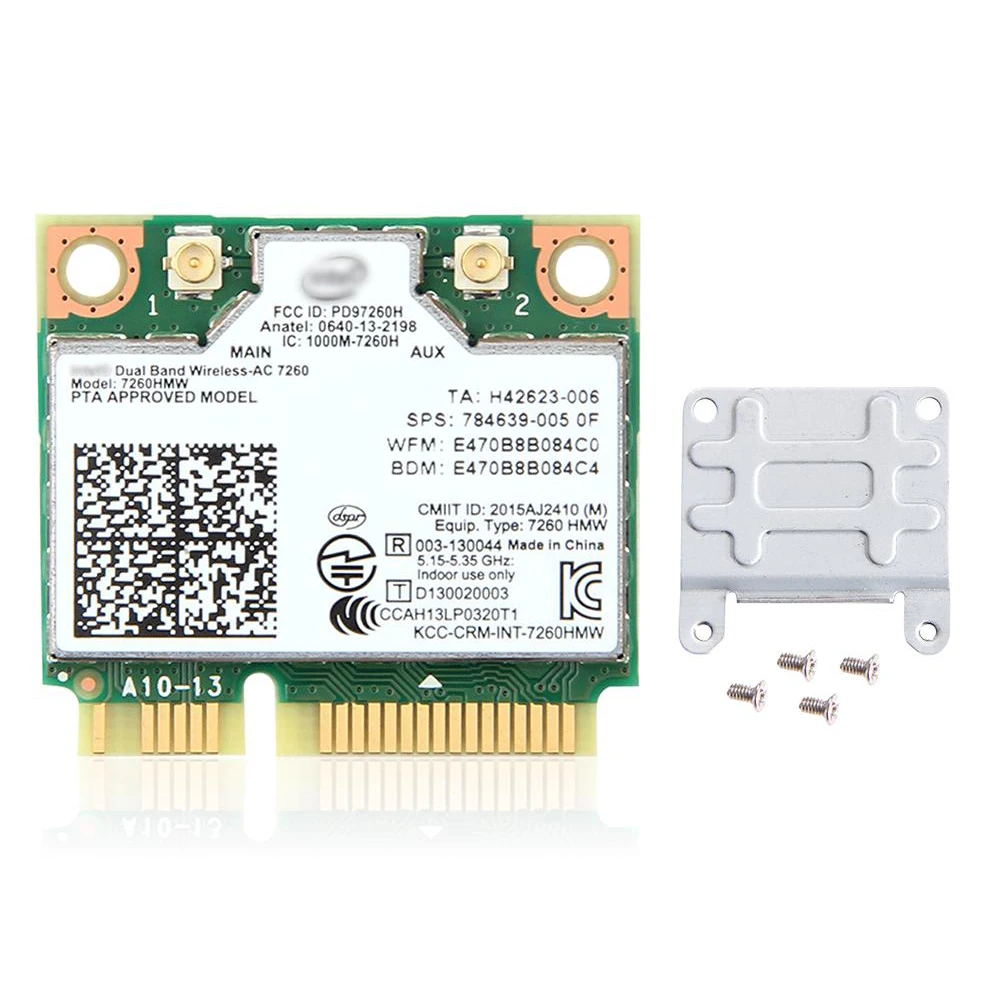 Wireless Network Card For 7260 7260HMW Mini PCI-E 7260 Dual Band 2.4G/5Ghz Wlan Wifi Bluetooth 4.0 802.11ac/a/b/g For PC