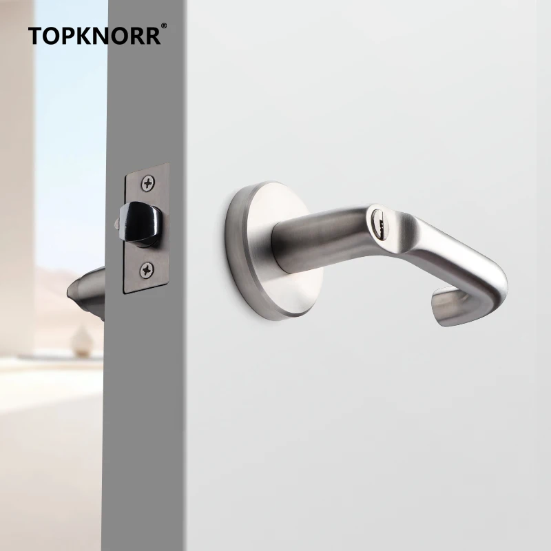 304 Stainless Steel Door Lock With Key Fire Door Silent Door Handle Safety Channel Escape Door Lock Household Universal Type