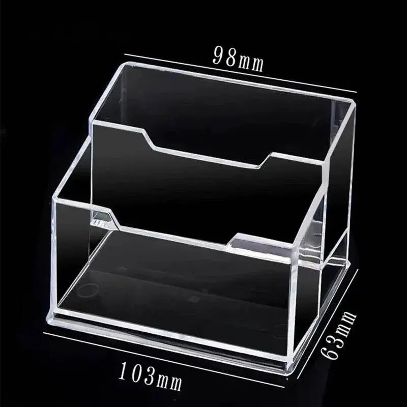 1pcs Clear Desk Shelf Box Storage Display Stand Acrylic Plastic Transparent Desktop Bussiness Card Holder Place Card Holder