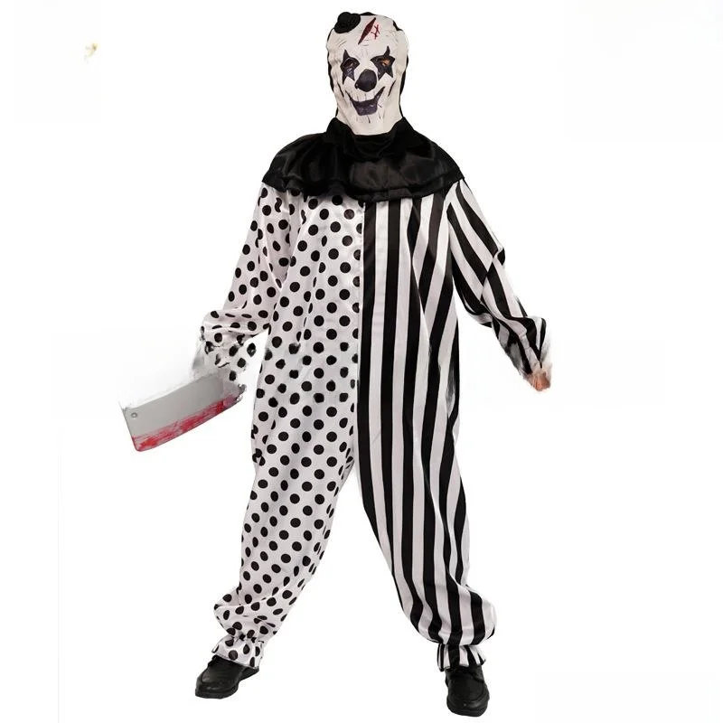 

Черно-белый костюм клоуна для мужчин, Хэллоуин, карнавал, сценическое представление, маскарад, косплей, игра, клоун, традиционный Ch...