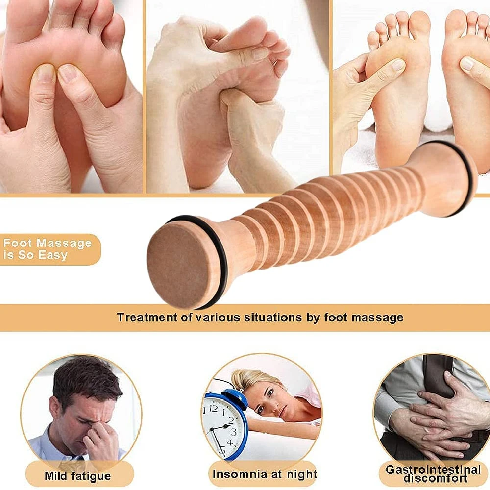 Wood Foot Massage Roller for Plantar Fasciitis Relief Deep Tissue Massage Tools Stress Relief Foot Massage Roller Relieve Stress