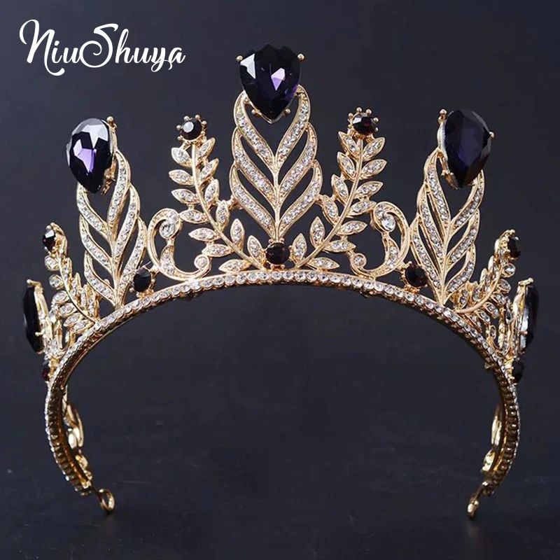 NiuShuya Hot Baroque Bride Hair Crown Wedding Rhinestones Tiaras Headpiece Accessories