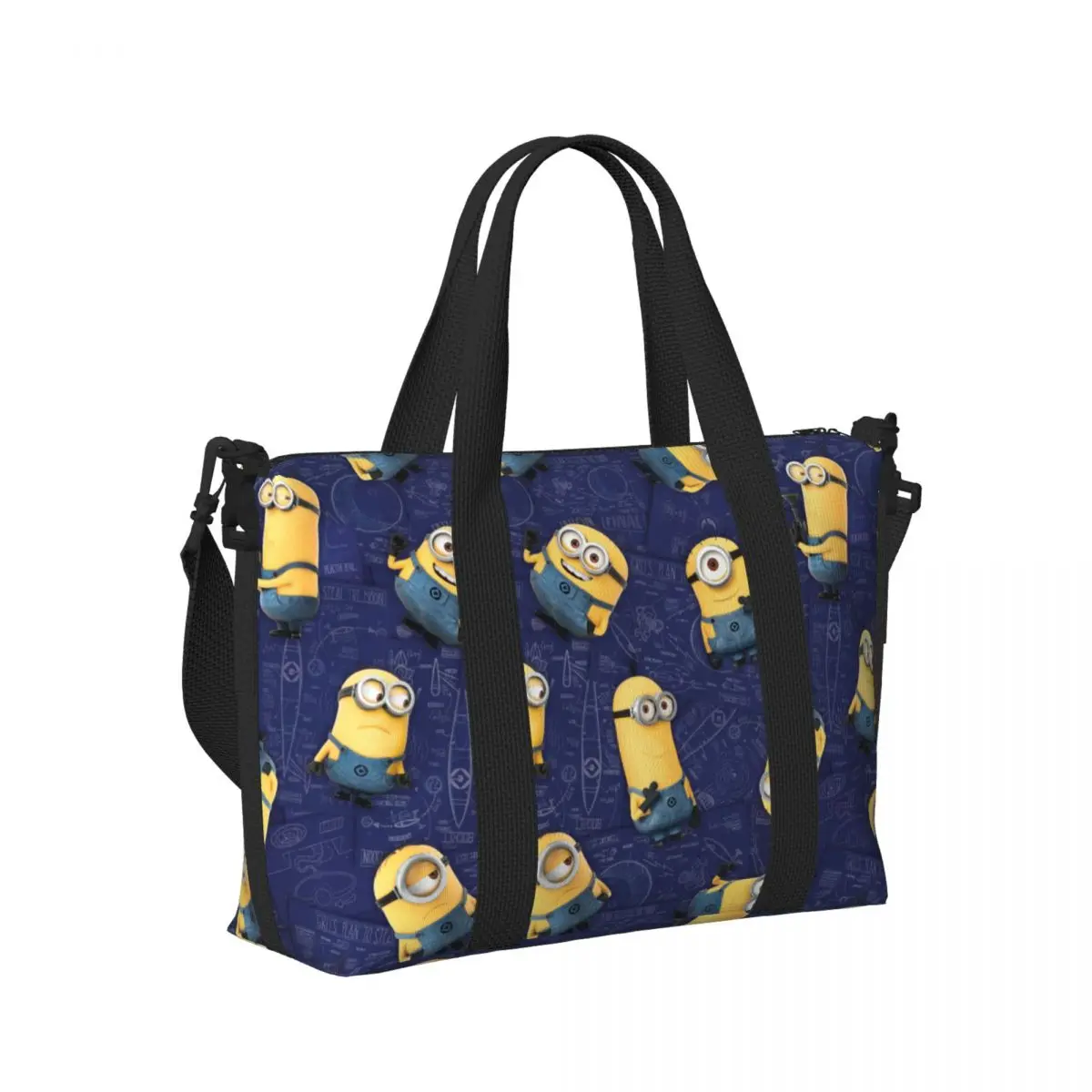 Custom M-Minions Emotions Beach Tote Bag for Women M-Minions Large Compartment Gym Beach Travel Bags