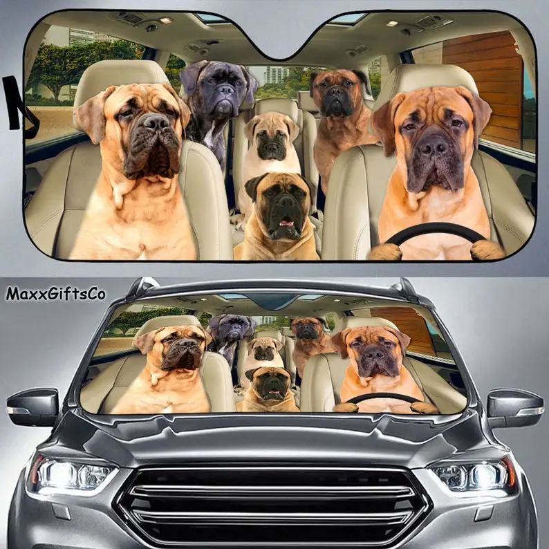 

Bullmastiff Car Sun Shade, Bullmastiff Windshield, Dogs Family Sunshade, Bullmastiff Car Accessories, Bullmastiff Lover Gift, Ca