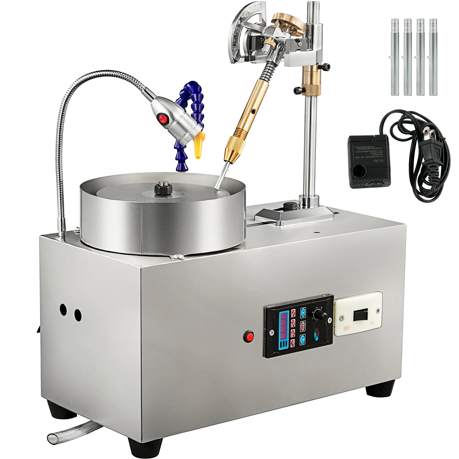 SucceBuy – Machine à facetter les pierres précieuses 180W, manipulateur à facettes, pompe à eau légère Led, 2800 tr/min, traitement des pierres précieuses plates, polisseuse d'angle de Jade