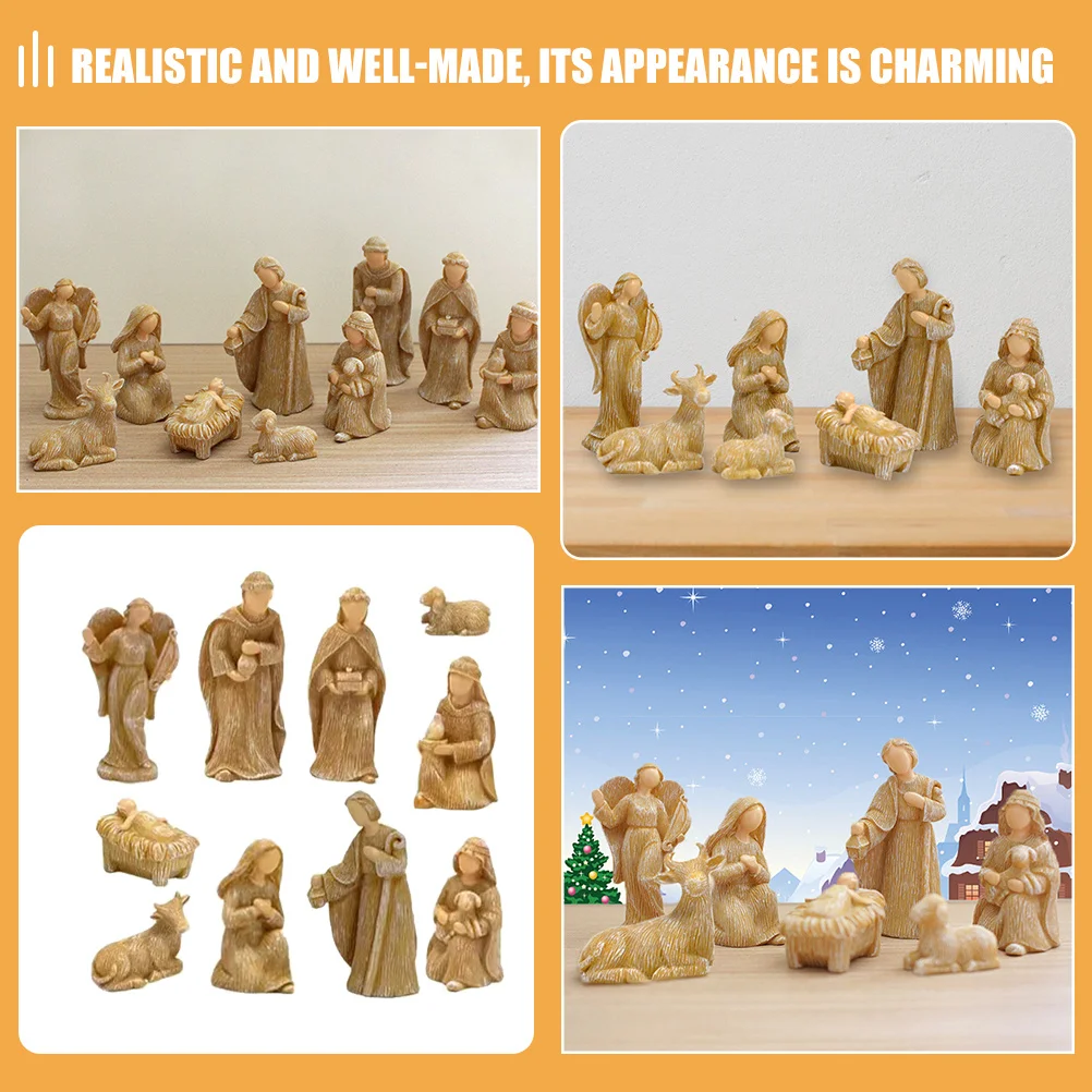 

10Pcs Jesus Nativity Statues Small Resin Desktop Birth of Jesus Christmas Scene Ornaments Home Decor Nativity Figures