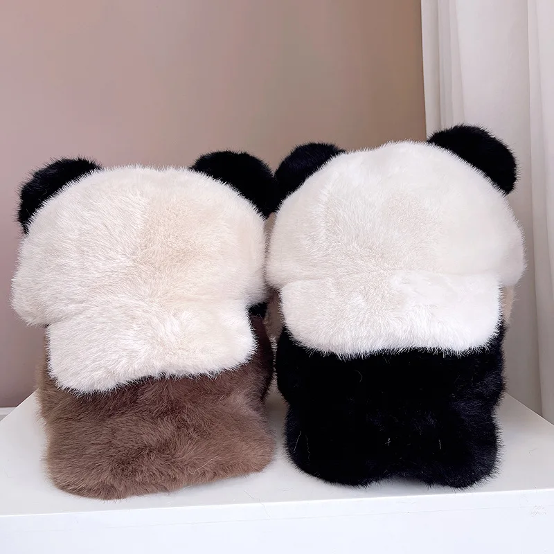 

Imitation Mink Hair Fashion Plush Baseball Cap Women Winter Sweet Cute Cat Ears Baseball Cap Plush Thickened Thermal Winter Cap