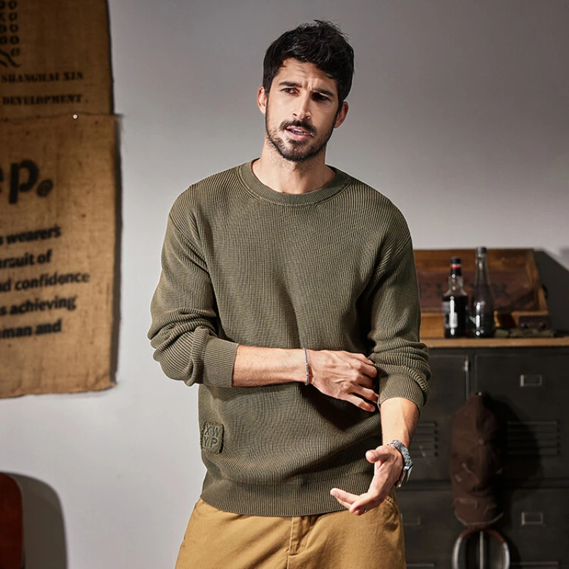 

Loose Casual Men's O-neck Sweater, Warm Men's Pullover Knitted Sweater for Autumn and Winter.Knit Sweater for Everyday Wear