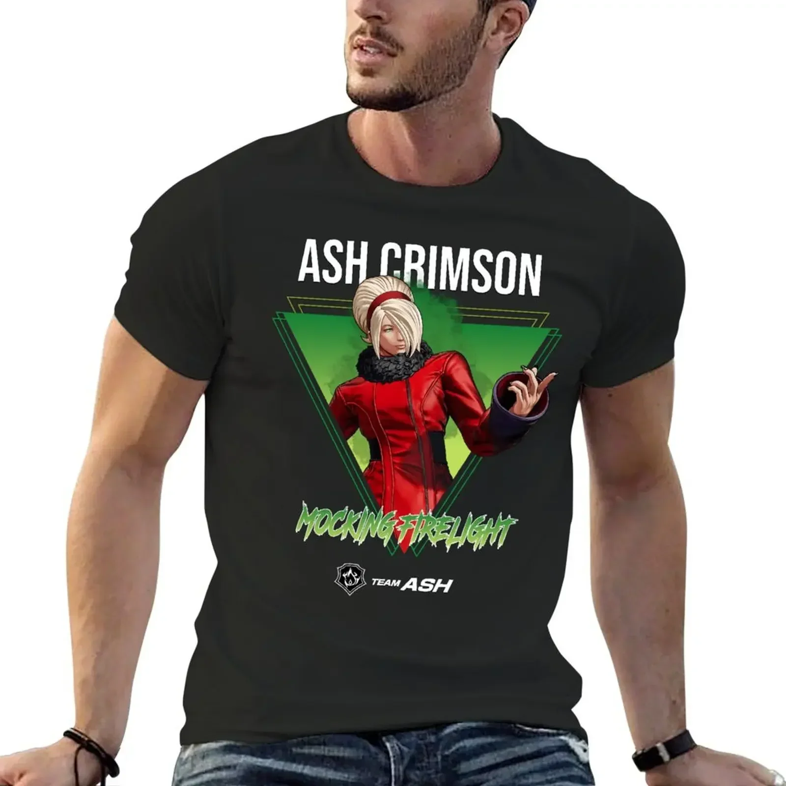 King of Fighters XV - Mocking firelight Ash Crimson graphic tees new edition tops t shirt men Short Sleeve printing Cartoon