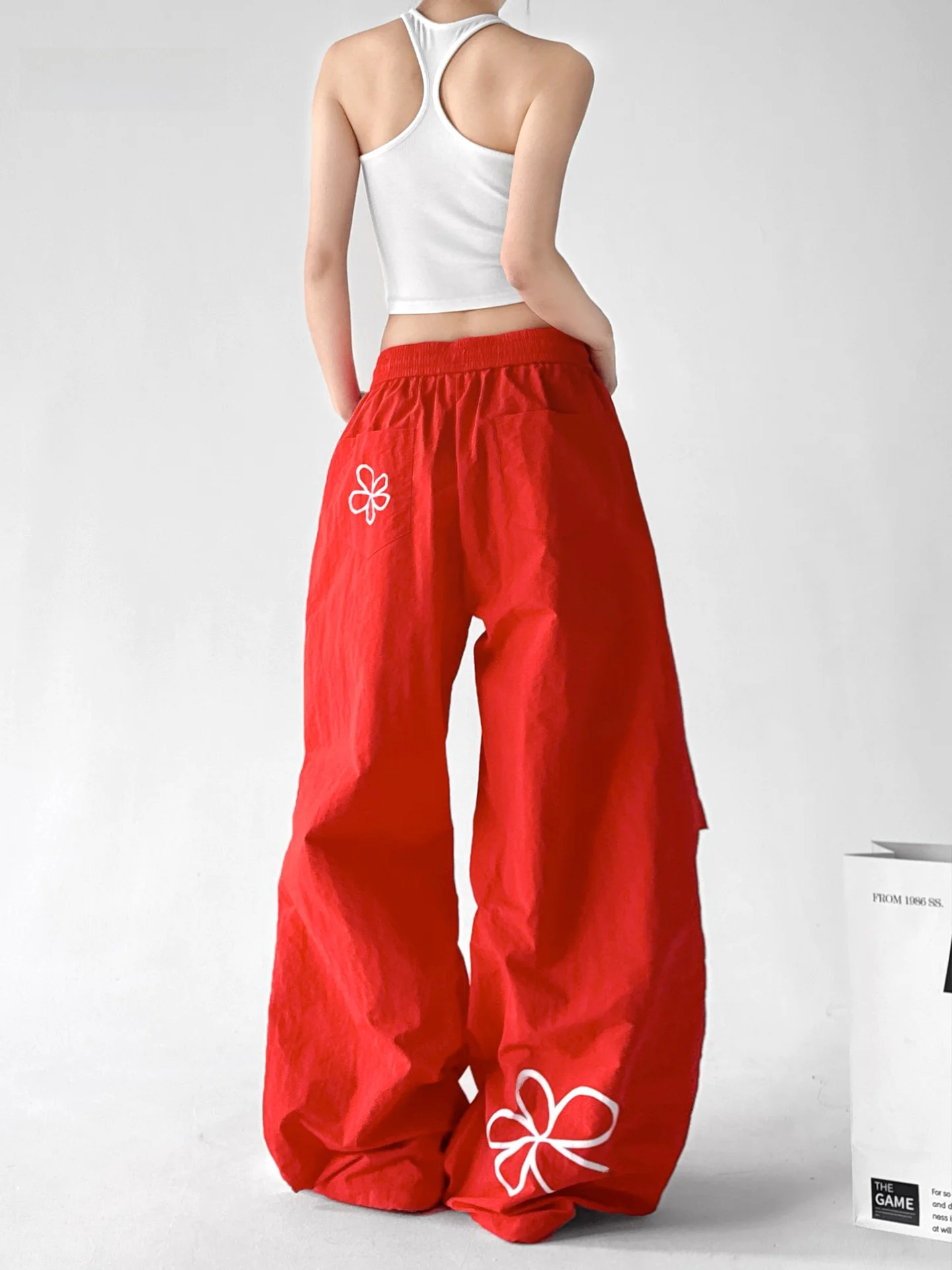 

Red Outdoor Qui Dry Pants Women's High Waist Wide Leg Loose Fit Travel Casual Trousers Spring 2026 New Sle Student Wear