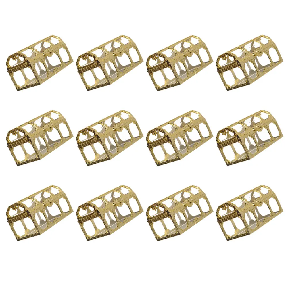 

12pcs Plastic Wedding Favors Boxes Treasure Chest Candy Packaging Party Gift Boxes Vintage Design Chocolate Treats for Party