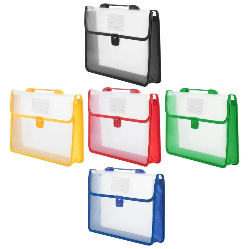 5 Pcs Handbag Sturdy Document File Bags with Buckle A4 Organizer Storage Receipt Portable Files Pp Plastic Folder