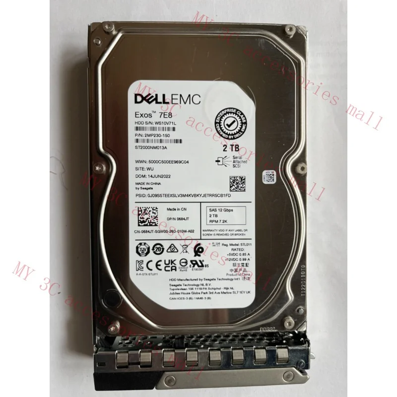 684JT FOR DELL SEAGATE ST2000NM013A 2TB 7.2K SAS 3.5