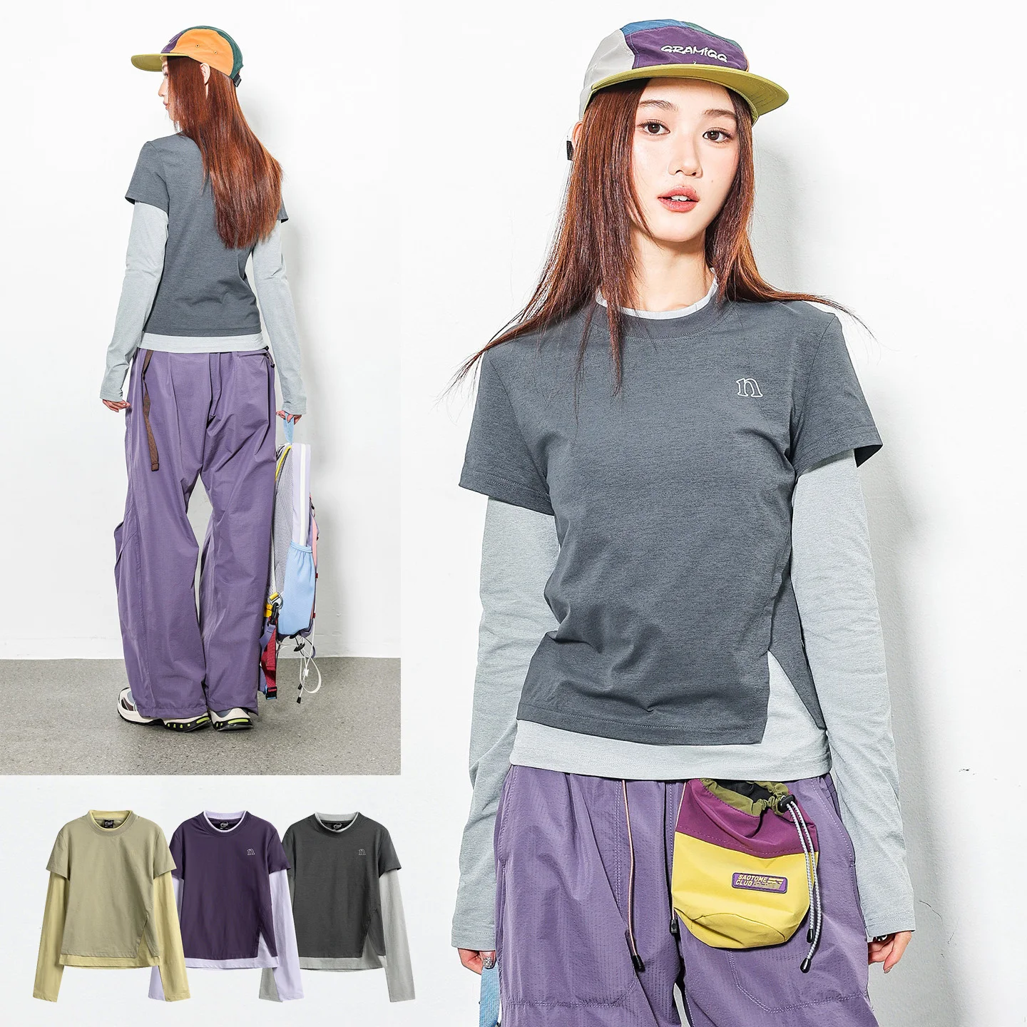 Women Outdoor Fashion Splice Long Sleeve Slim Fit Quick Dry Sport T-shirts Sweet Girl Y2k Streetwear T Shirts Spring Autumn Tops