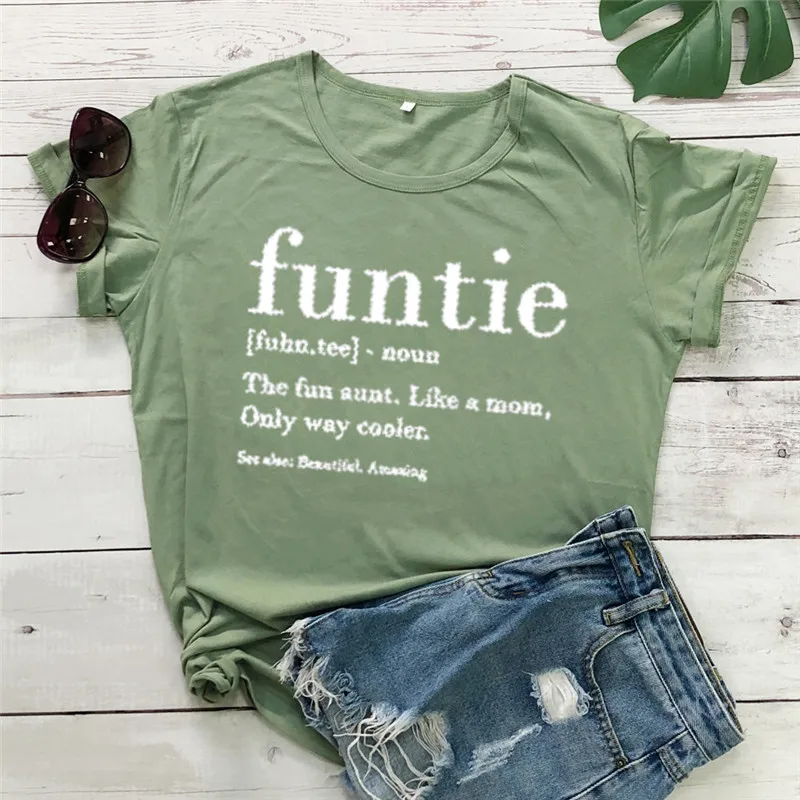 Gift For Aunt Auntie 100% Funny Letter Birthday Shirt Fashion Plus Size O Neck Graphic T-shirt Short Sleeve Casual Top Tees lady