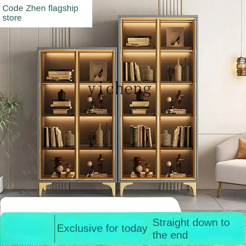 r5.13  glass door bookcase living room floor dustproof bookshelf simple modern combination storage cabinet - view 2