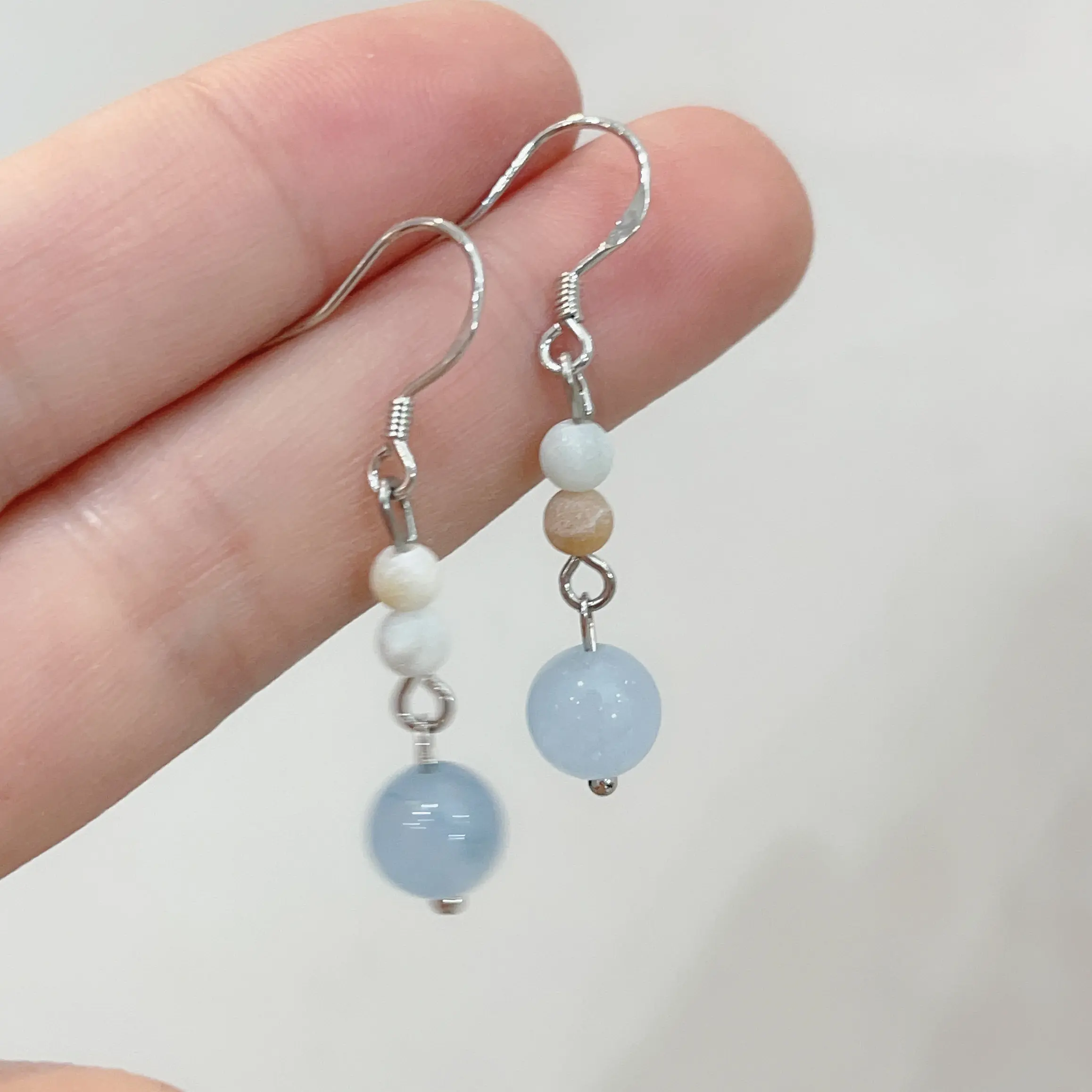 Chinese Style Hanfu Inspired Aquamarine Natural Stone Beaded Dangle Earrings Handmade Elegant Retro Drop Earrings For Women Dail