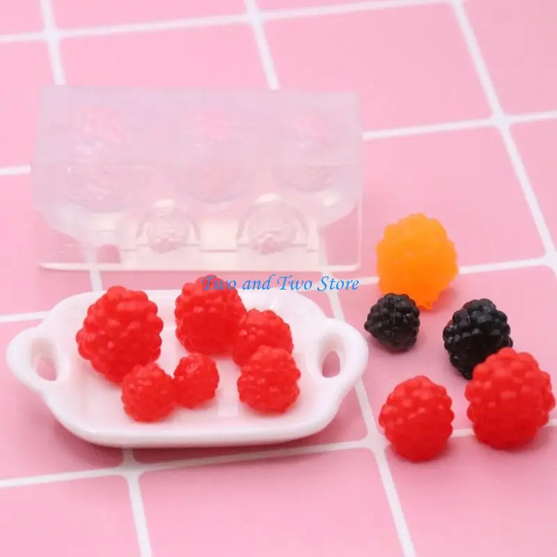 HX6F User Friendly Silicone Mold Flexible Resin Mold Silicone Texture for Safe Miniature Berries Making Home Craft Activity