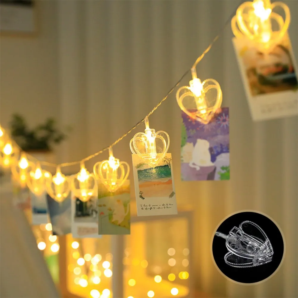 

1PC1.5M10 LED battery box heart-shaped clip light string,excluding battery,used for party,bedroom,dormitory,wedding decoration