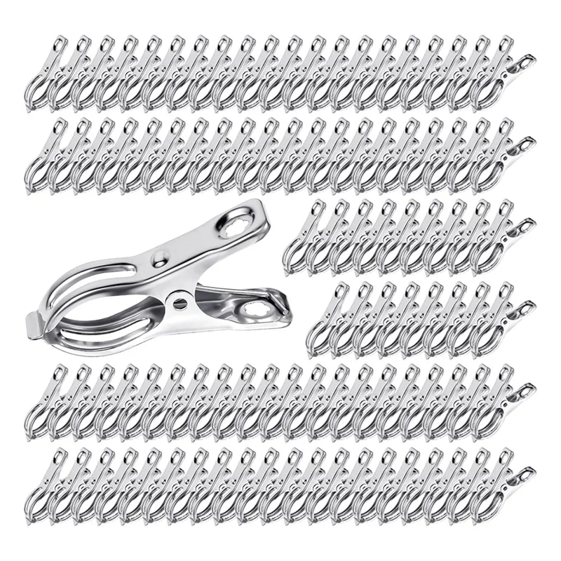 

RALCA-140Pcs Stainless Steel Garden Clips Greenhouse Clamps Forshade Cloth Plant Cover Ongarden Hoop