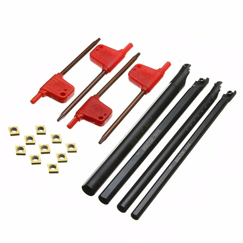 6/7/8/10mm SCLCR06 Shank Lathe Turning Tool Holder Boring Bar-Tools Lathe Cutter Metal Turning Rod Holders 10pcs Inserts