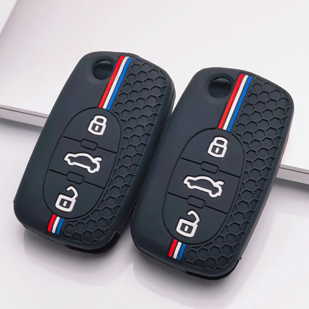Key Fob Cover for Audi A1 A3 A4 A6 Q2 Q3 Q7 A6L Anti-Scratch Shockproof Soft Grip Button Friendly Easy Install Car Accessory