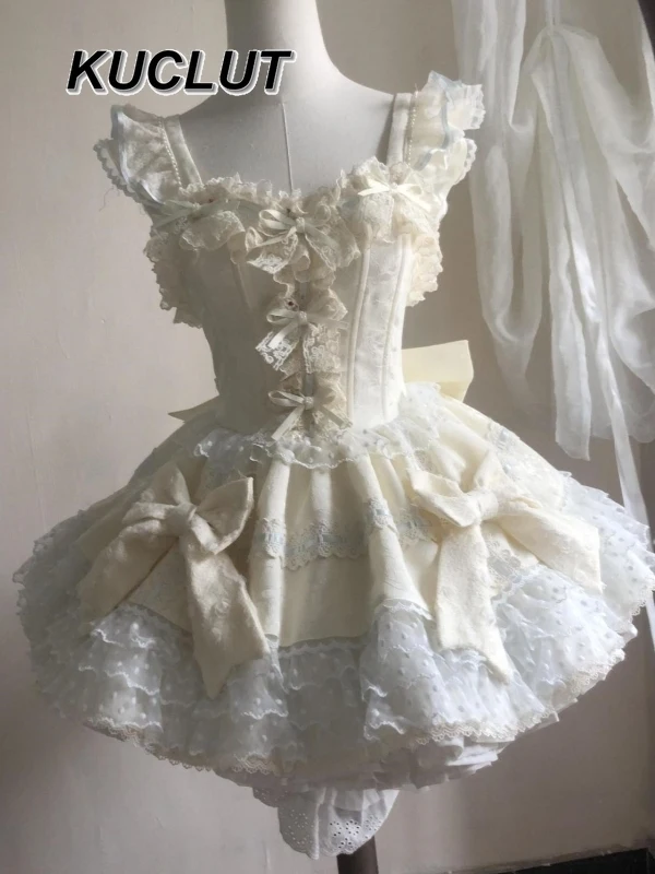 Novedad de verano, vestido dulce de Lolita para chica, vestido de baile informal elegante, cintura bonita, adelgazante, vestidos dulces hinchados de gama alta para mujer, verano