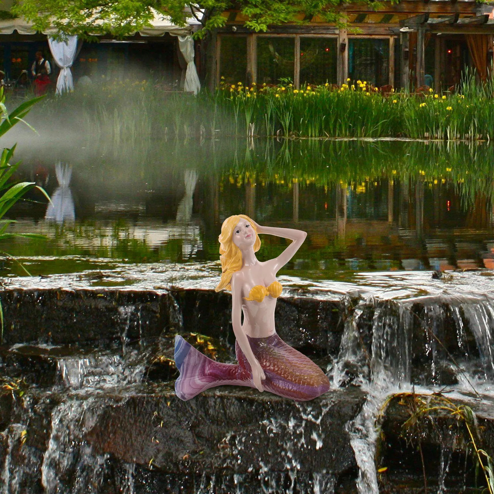 

Устойчивая к погодным условиям статуя русалки из смолы для декора сада, патио, аквариума, украшения пруда, аксессуары для аквариума