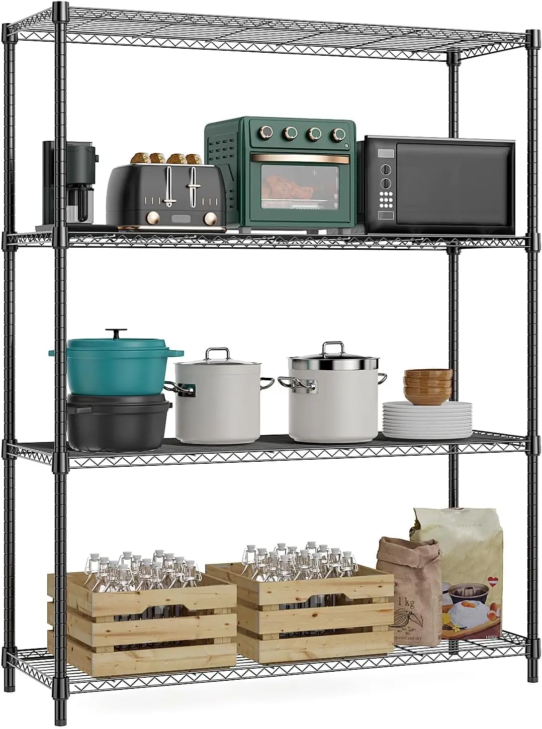 

Mzg 1400 Lbs 4 Tier Storage Ra Metal Wire Shelving Unit, Storage Standing Household Shelf Organizer For Kitchen Pantry Closet