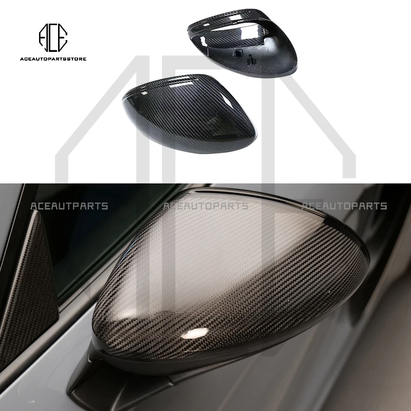 

For Porsche 718 Boxster Cayman 2016-2021 Real Carbon Fiber Mirror Cover Exterior Door Side Rear View Caps Reverse Case Replace