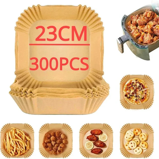 50-300 sztuk papier do pieczenia do frytkownicy powietrznej do płyty grillowej kwadratowa podkładka pod patelnię do piekarnika 23/20/16cm odporna na olej jednorazowa papierowa wkładka do frytkownicy powietrznej