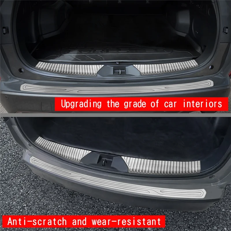 

L37A-автомобильная защитная пластина багажника из нержавеющей стали, накладка для Subaru Forester 2025, задняя защитная пластина багажника, серебристая