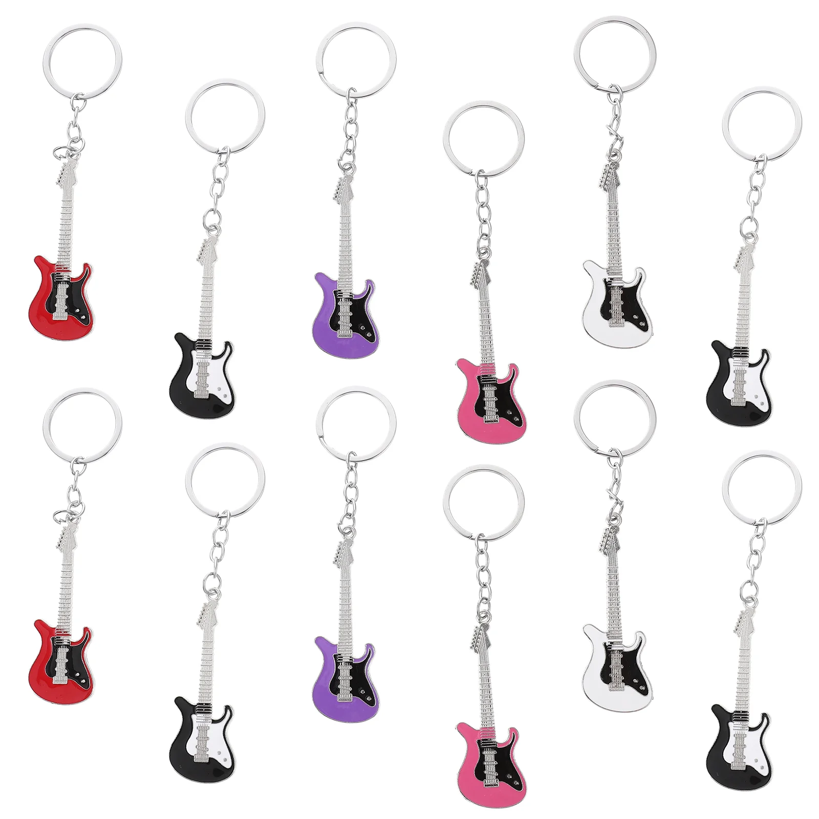 12 Pcs Key Ring Clip Instruments Guitar Hanging Keychain Gift Keyring Man Wallet